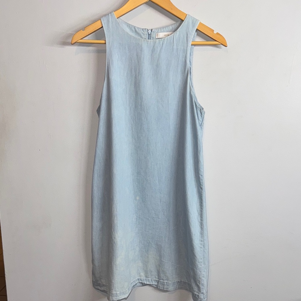 Mango Light Blue Denim Mini Dress
